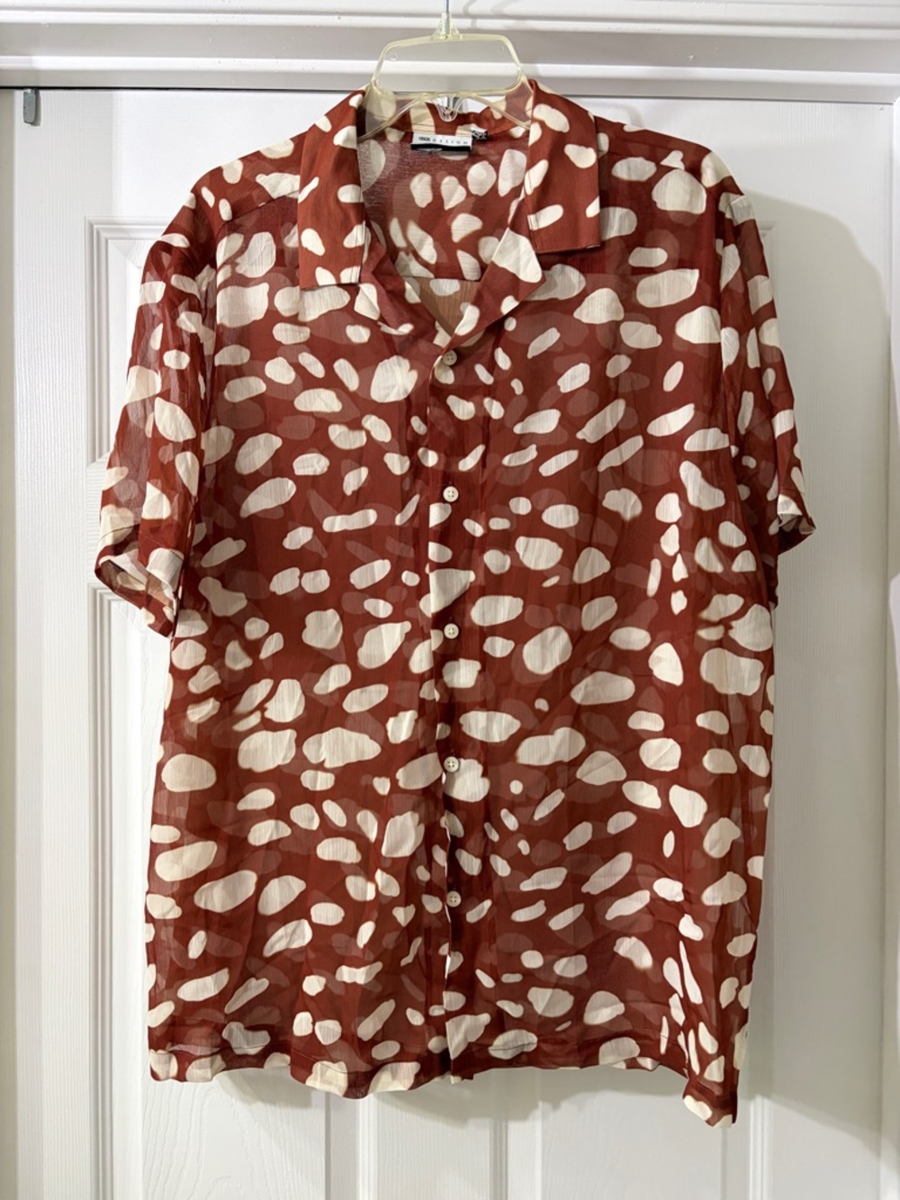 ASOS Design Men’s Brown & Cream Patterned Short-Sleeve Button-Up Shirt